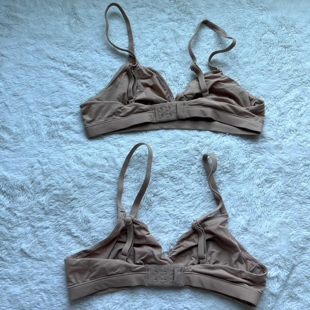 Quince Tan Nude Ultra-Soft Modal Triangle Bralette Set of 2 Size Small CMSL001